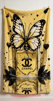 Chanel No 5 Perfume Butterfly Flannel Fleece Throw Blanket IMG_7234